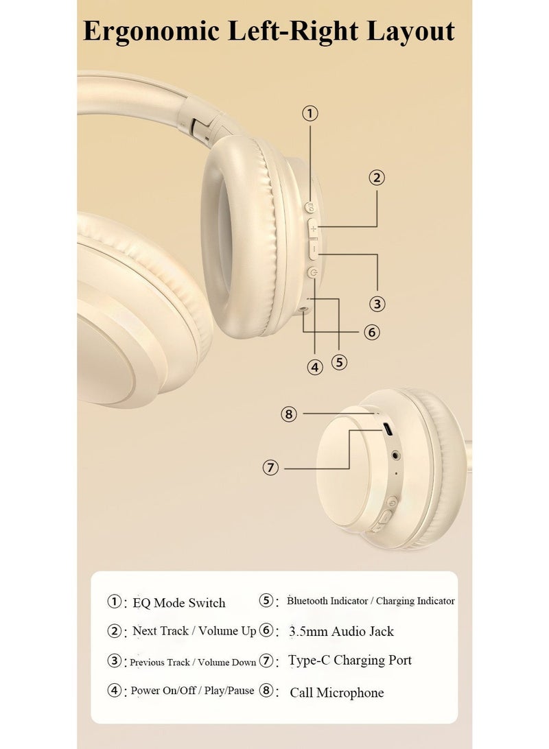 REMAX Bluetooth 5.4 Over-Ear Headphones, Foldable Lightweight Wireless Headset with Soft Leather Ear Cushions, 3 EQ Sound Modes for Music, Calls, Travel and Daily Use - Image 3